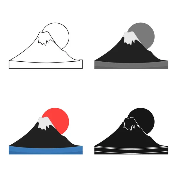 Monte Fuji ícone em estilo cartoon isolado no fundo branco. Japão símbolo estoque vetor ilustração . —  Vetores de Stock