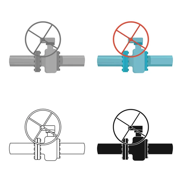 漫画のスタイルの白い背景で隔離のアイコンをバルブ油パイプ。石油業界シンボル株式ベクトル図. — ストックベクタ