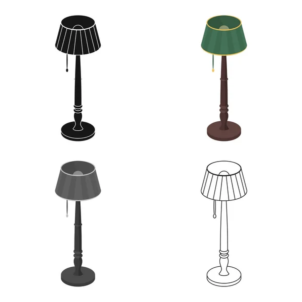 Lampadaire en bois icône dans le style dessin animé isolé sur fond blanc. Illustration vectorielle du symbole bibliothèque et librairie . — Image vectorielle