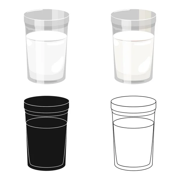 玻璃的牛奶在白色背景上孤立的卡通风格的图标。牛奶产品和甜象征股票矢量图. — 图库矢量图片