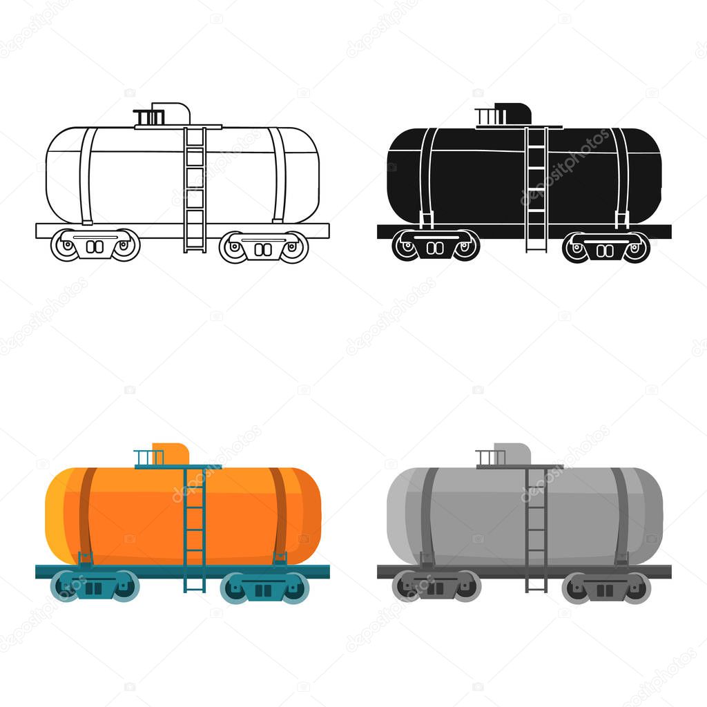 Oil tank car icon in cartoon style isolated on white background. Oil industry symbol stock vector illustration.