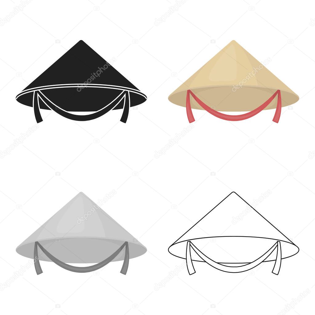 Conical hat icon in cartoon style isolated on white background. Hats symbol stock vector illustration.