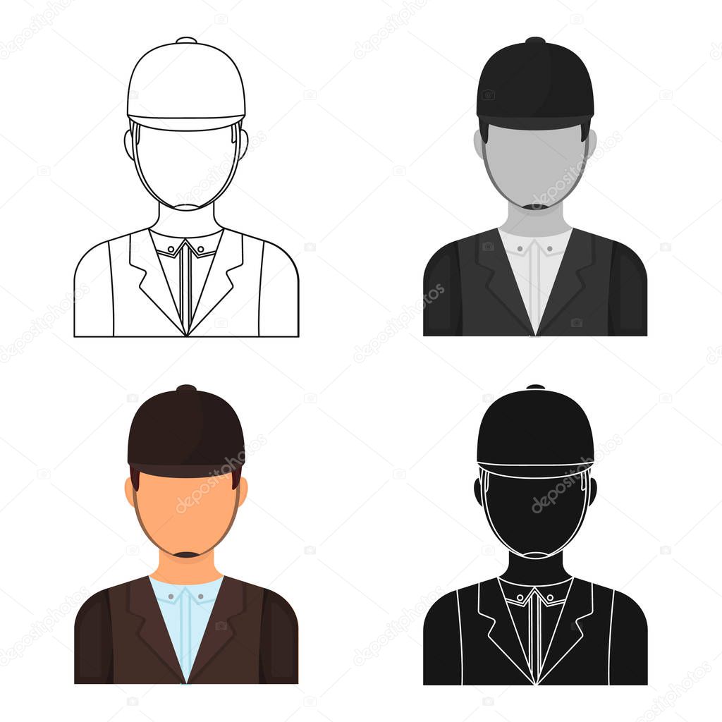 Jockey icon in cartoon design isolated on white background. Hippodrome and horse symbol stock vector illustration.
