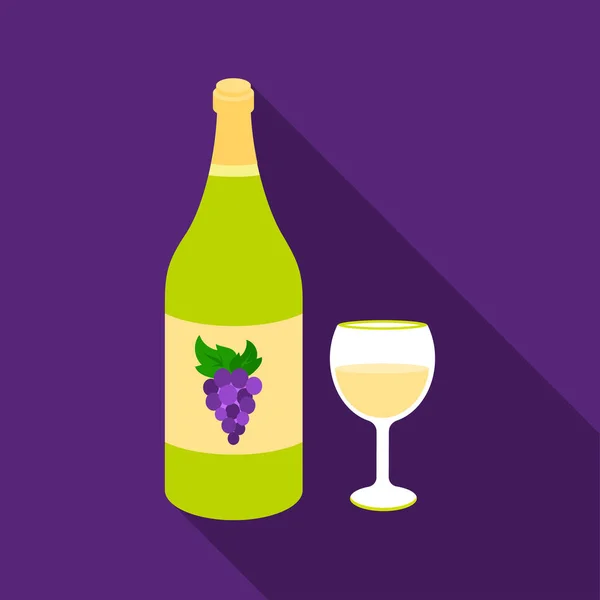 Icona di vino bianco in stile piatto isolato su sfondo bianco. Illustrazione vettoriale del simbolo dell'alcol . — Vettoriale Stock