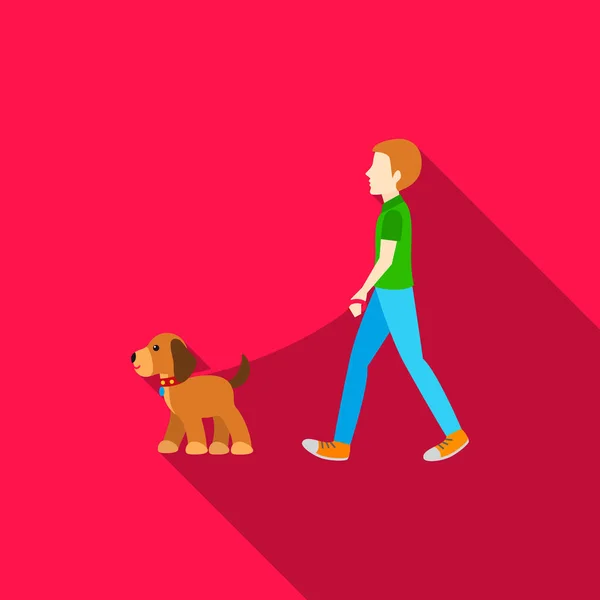 Icône vectorielle de promenade pour chien en style plat pour toile — Image vectorielle