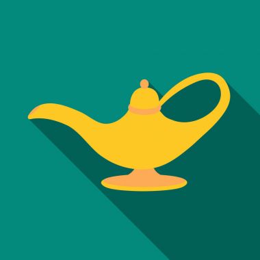 Yağ lambası simgesini düz stil beyaz arka plan üzerinde izole. Arap Emirlikleri sembol stok vektör çizim.