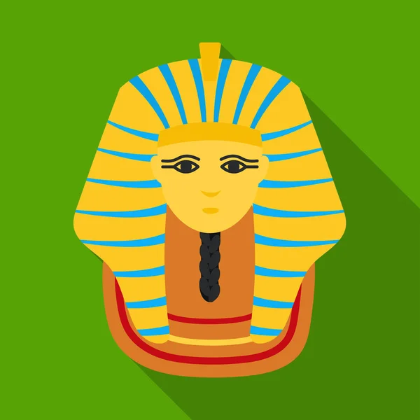 Faraones icono máscara de oro en estilo plano aislado sobre fondo blanco. Antiguo Egipto símbolo stock vector ilustración . — Vector de stock