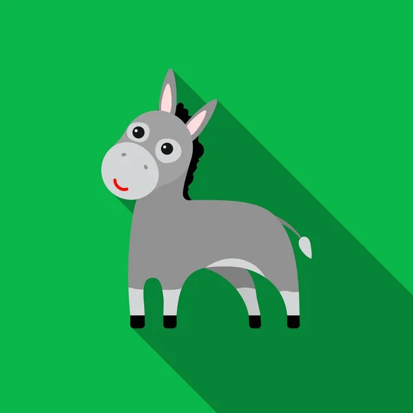 Icono de burro plano. Singe animal icono de los animales grandes plana . — Vector de stock