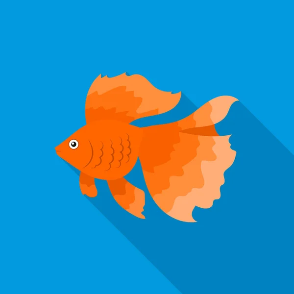 Золотая икона рыбы плоская. Одинокая аквариумная икона из моря, океанская жизнь плоская . — стоковый вектор