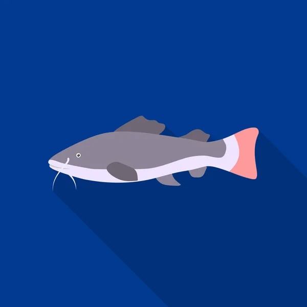 Phractocephalus hemioliopterus icono de pescado plano. Singe acuario icono de los peces del mar, la vida marina plana . — Vector de stock
