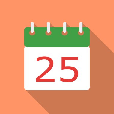 Noel takvim simgesini düz stil beyaz arka plan üzerinde izole. Noel günü sembol stok vektör çizim.