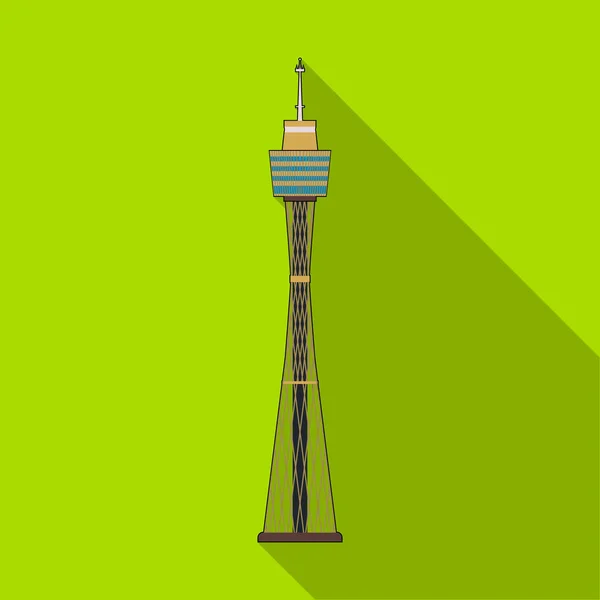 시드니 타워는 흰색 배경에 고립 된 평면 스타일에서 아이콘. 호주 기호 주식 벡터 일러스트 레이 션. — 스톡 벡터