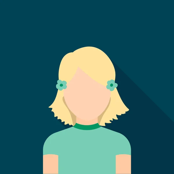 Icono de chica plana. Avatar individual, peaople icono de la gran avatar plana . — Vector de stock