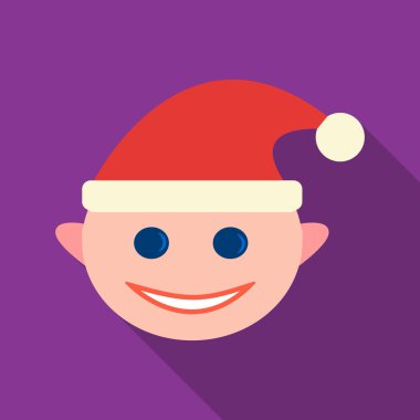 Noel elf simgesini düz stil beyaz arka plan üzerinde izole. Noel günü sembol stok vektör çizim.
