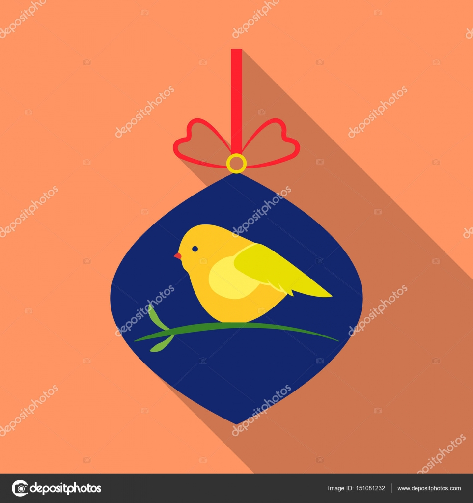 Boule De Noël Avec Licône Doiseau Dans Un Style Plat Isolé