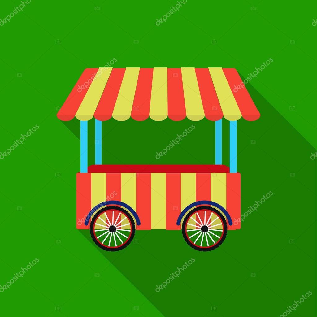Snack cart icon in flat style isolated on white background. Circus symbol vector illustration.