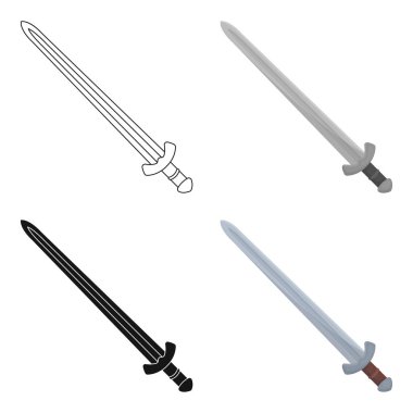 Viking kılıç simgesi beyaz arka plan üzerinde izole karikatür tarzı. Vikingler sembol stok vektör çizim.
