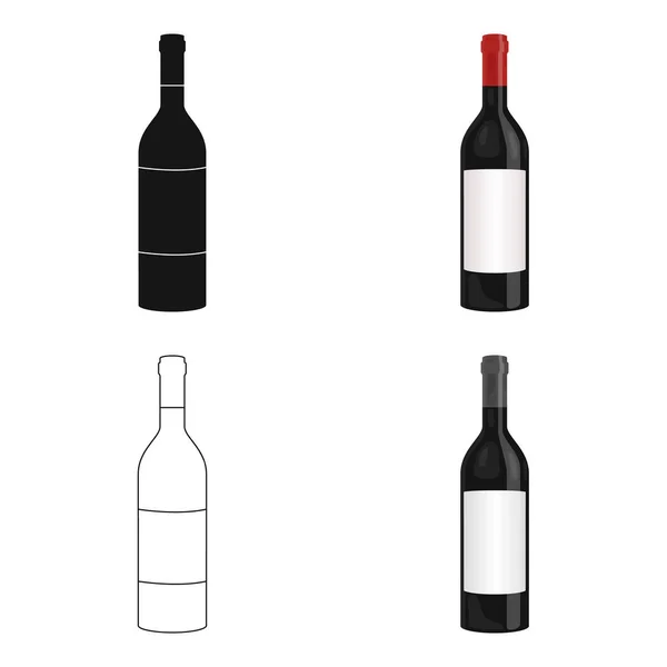 Garrafa de ícone de vinho tinto em estilo cartoon isolado no fundo branco. Símbolo de produção de vinho ilustração vetorial . — Vetor de Stock