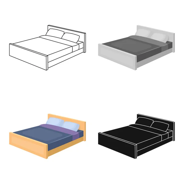 Icône de lit en style dessin animé isolé sur fond blanc. Illustration vectorielle du symbole de sommeil et de repos . — Image vectorielle