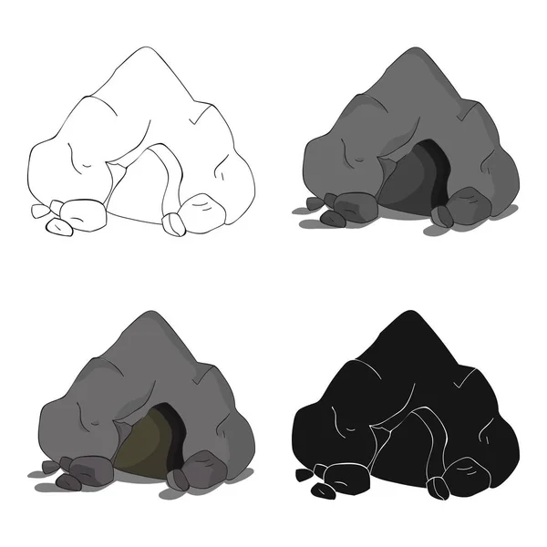 Icône de grotte en style dessin animé isolé sur fond blanc. Illustration vectorielle de l'âge de pierre . — Image vectorielle
