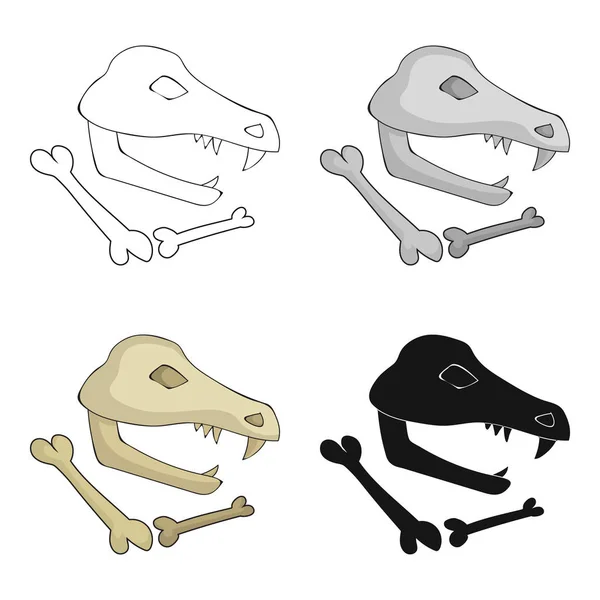 Ícone de fósseis de dinossauros em estilo cartoon isolado em fundo branco. Ilustração do vetor do estoque do símbolo da idade da pedra . — Vetor de Stock