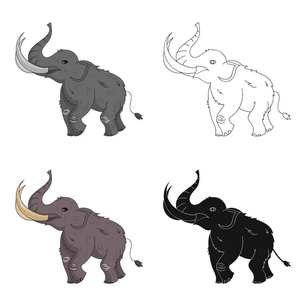 Ícone de mamute lanoso em estilo cartoon isolado no fundo branco. Ilustração do vetor do estoque do símbolo da idade da pedra . —  Vetores de Stock