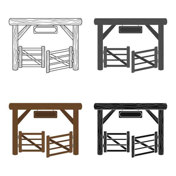 Icono de la puerta del paddock en estilo de dibujos animados aislado sobre fondo blanco. Rodeo símbolo stock vector ilustración . — Archivo Imágenes Vectoriales