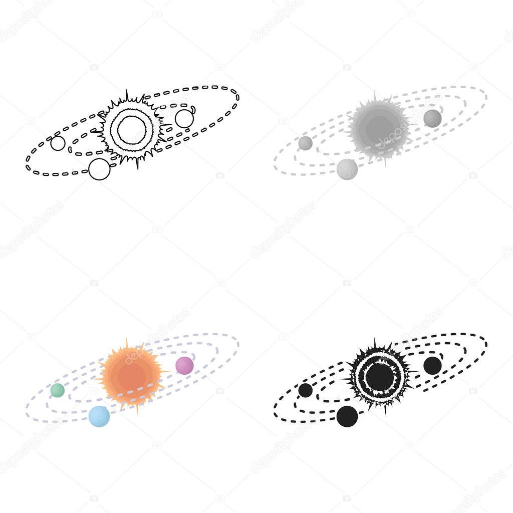 Solar system icon in cartoon style isolated on white background. Space symbol vector illustration.