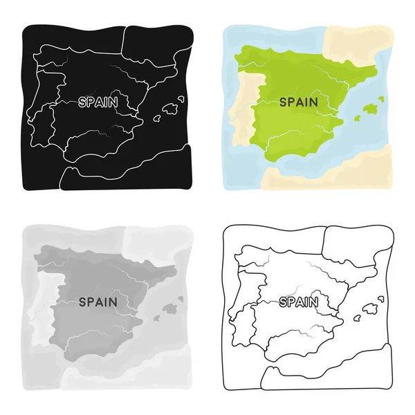 Икона территории Испании в карикатурном стиле выделена на белом фоне. Векторная иллюстрация символов Испании . — стоковый вектор
