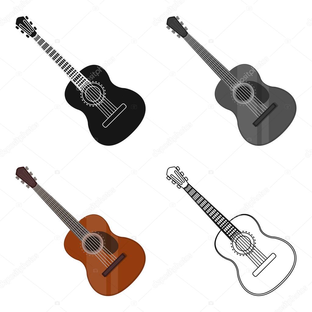 Spanish acoustic guitar icon in cartoon style isolated on white background. Spain country symbol stock vector illustration.