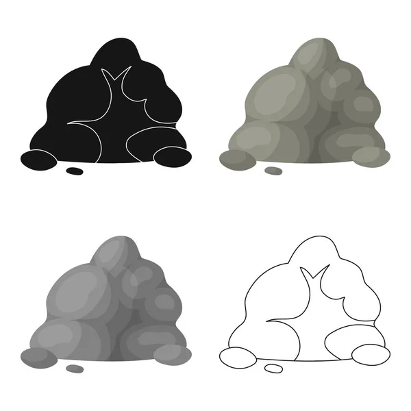 La pequeña diapositiva gris.Una montaña que consiste en un gran número de piedras pequeñas.Diferentes montañas icono único en el estilo de dibujos animados vector símbolo stock illustration . — Archivo Imágenes Vectoriales