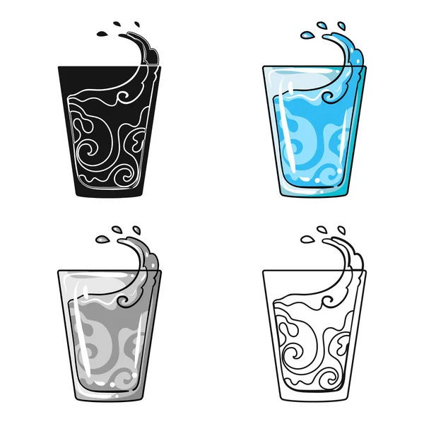 Vidrio transparente con agua. Agua para tomar mis píldoras de insulina para diabéticos.Diabetes icono único en el estilo de dibujos animados símbolo vectorial stock illustration . — Vector de stock