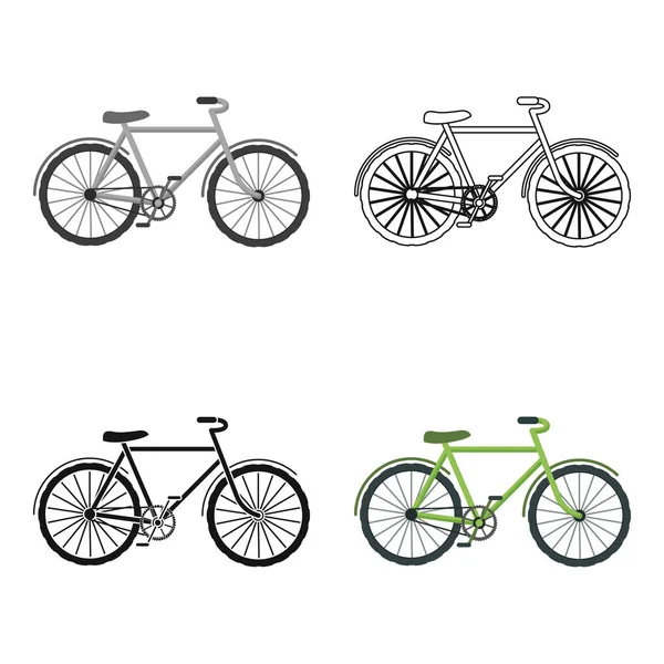 Groene fiets pictogram in kaderstijl geïsoleerd op een witte achtergrond. Bio en ecologie symbool voorraad vectorillustratie. — Stockvector