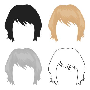 Kadının saç modeli simgesi beyaz arka plan üzerinde izole karikatür tarzı. Sakal sembol stok vektör çizim.