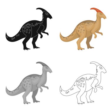 Dinozor Parasaurolophus simgesi beyaz arka plan üzerinde izole karikatür tarzı. Dinozorlar ve tarih öncesi sembol stok vektör çizim.