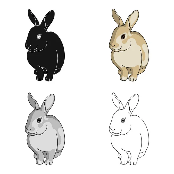 Сірий кролик. Єдина іконка тварин у мультиплікаційному стилі Векторний символ стокової ілюстрації Інтернет . — стоковий вектор