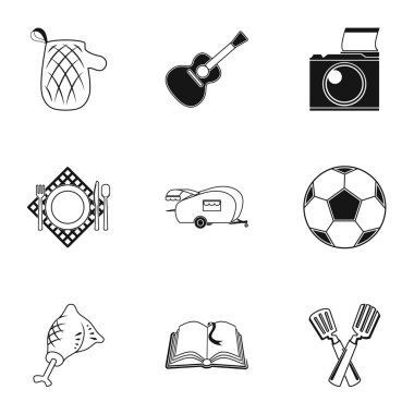 Bilgisayar aksesuarları. Kulaklık, bilgisayar parçaları, aksesuarları. Kişisel bilgisayar simge siyah stil vektör simge stok çizim üzerinde set koleksiyonu.