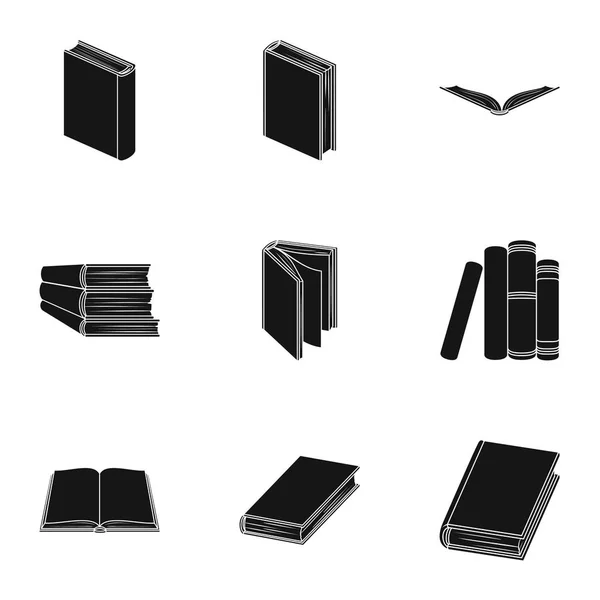 Μια σειρά από εικόνες με τα βιβλία. Βιβλία, σημειωματάρια, μελέτες. Εικονίδιο βιβλία στο σύνολο συλλογής στο μαύρο στυλ διάνυσμα σύμβολο μετοχής εικονογράφηση. — Διανυσματικό Αρχείο