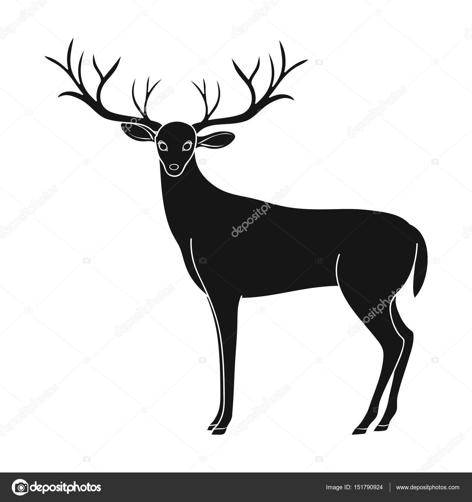 Veado com grandes chifres. Animal único ícone no estilo preto símbolo  vetorial estoque ilustração web . Vetor de ©PandaVector 151790924, image size:1600x1700