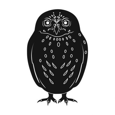 Owl.Animals tek simge siyah stil vektör simge stok çizim web içinde.