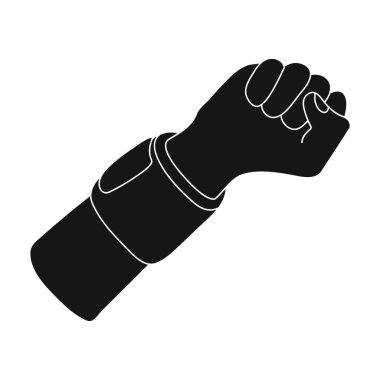 Bandaj ile kol. Basketbol tek simge siyah stil vektör simge stok çizim web içinde.