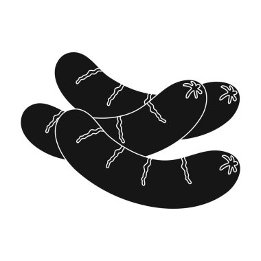 Izgara sosis. Barbekü tek simge siyah stil vektör simge stok çizim web içinde.