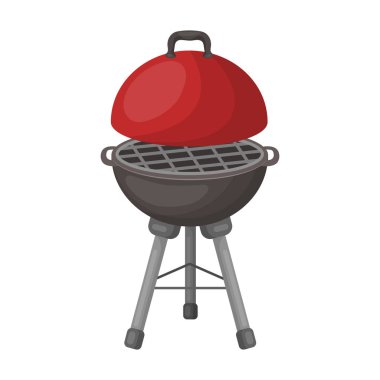 Barbekü için ızgara. Barbekü tek kutsal kişilerin resmi içinde karikatür tarzı vektör simge stok çizim web.