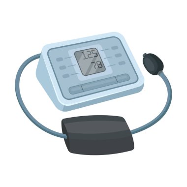 Tıbbi tonometer. Yaşlılık tek kutsal kişilerin resmi içinde karikatür tarzı vektör simge stok çizim web.