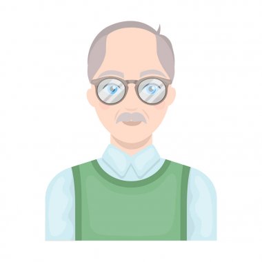 Yaşlı adam. Yaşlılık tek kutsal kişilerin resmi içinde karikatür tarzı vektör simge stok çizim web.