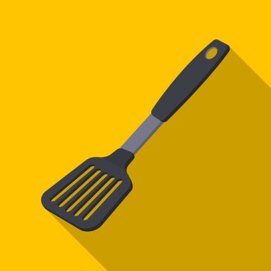Mutfak spatula. Barbekü tek kutsal kişilerin resmi içinde düz stil vektör simge stok çizim web.
