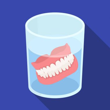 Dentures.Old yaş tek simge düz stil vektör simge stok çizim web içinde.