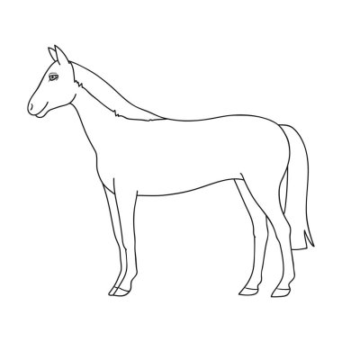 Anahat stili vektör simge stok çizim web Horse.Animals tek simge.