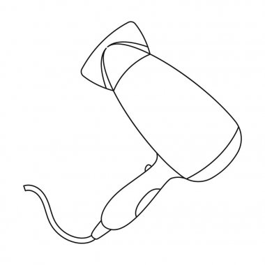 Saç kurutma makinesi. Anahat stili vektör simge stok çizim web berber tek simge.