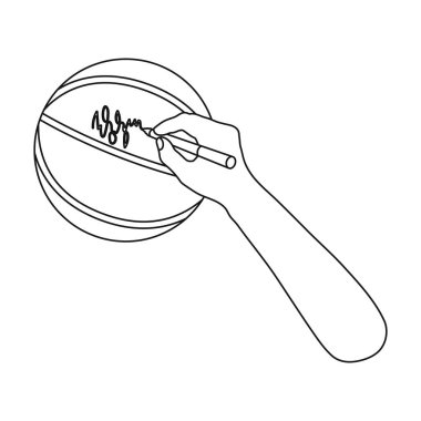 Bir sepet topu imza. Anahat stili vektör simge stok çizim web basketbol tek simge.